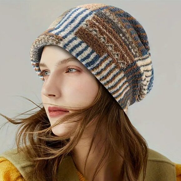 Fleece-Lined Knit Beanie – Windproof, Ear Flaps, Stylish Winter Hat - Picture 3 of 3